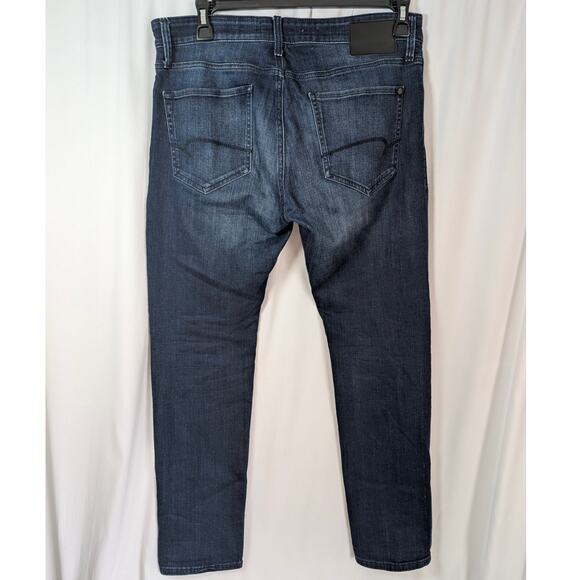 Mavi Jeans Jake Slim Leg Mens 34x32 Blue Dark Wash Distressed - Picture 2 of 9